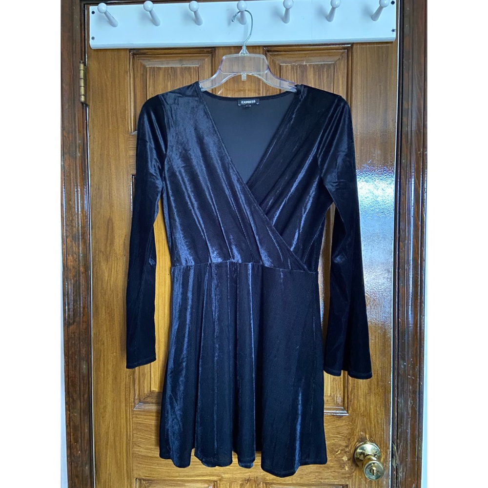 Express black velour skater dress